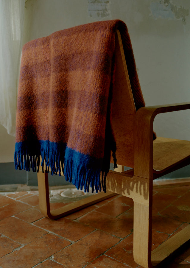 Irregular Stripe Wool Blanket | Rust/Orange